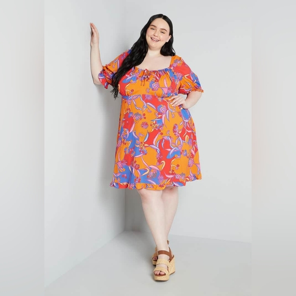 ModCloth Taking a Tropical Twirl Babydoll Dress - Picture 2 of 7